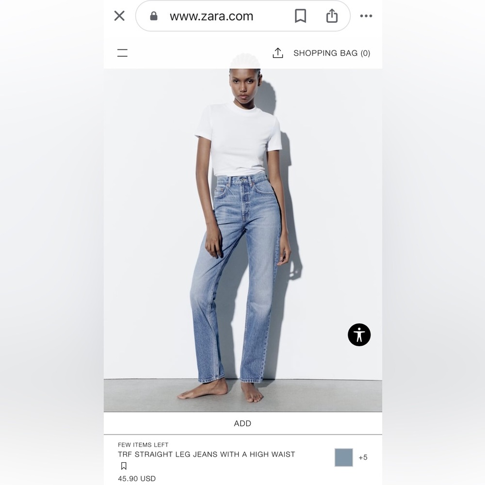 ZARA high rise straight leg jeans